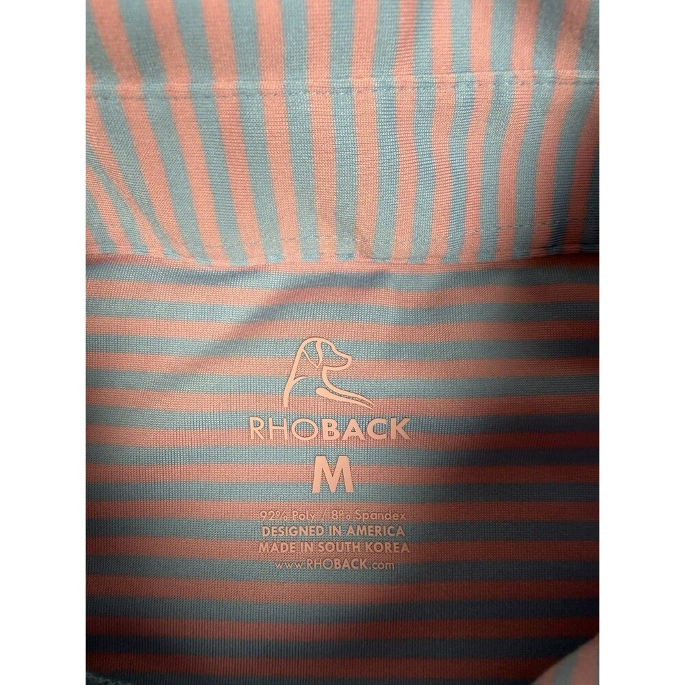 Rhoback Polo Shirt Mens M Striped Short Sleeve Performance Stretch Logo - Picture 2 of 6